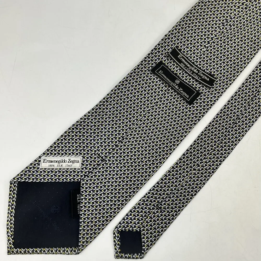 Ermenegildo Zegna Mens Tie Traditional Modern Geometric Print Silk Classic Cut